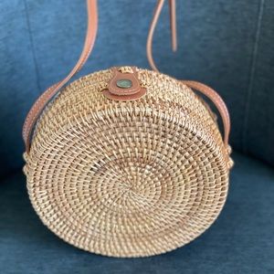 Round Rattan Crossbody Bag